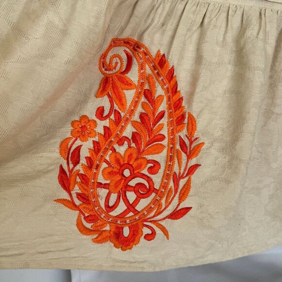 Anthropologie Felicity Light Tan Orange Embroidered Paisley Maxi Dress Size 2X - Picture 8 of 17